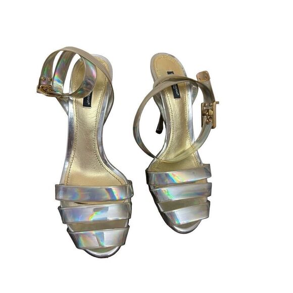 Dolce & Gabbana Iridescent Silver Ankle Strap Sandal Heels size 40 - Picture 3 of 9
